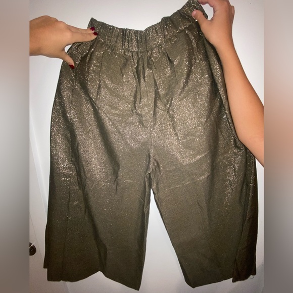 Zara Gold And Black Glitter Flared Pants Size S - Picture 6 of 10